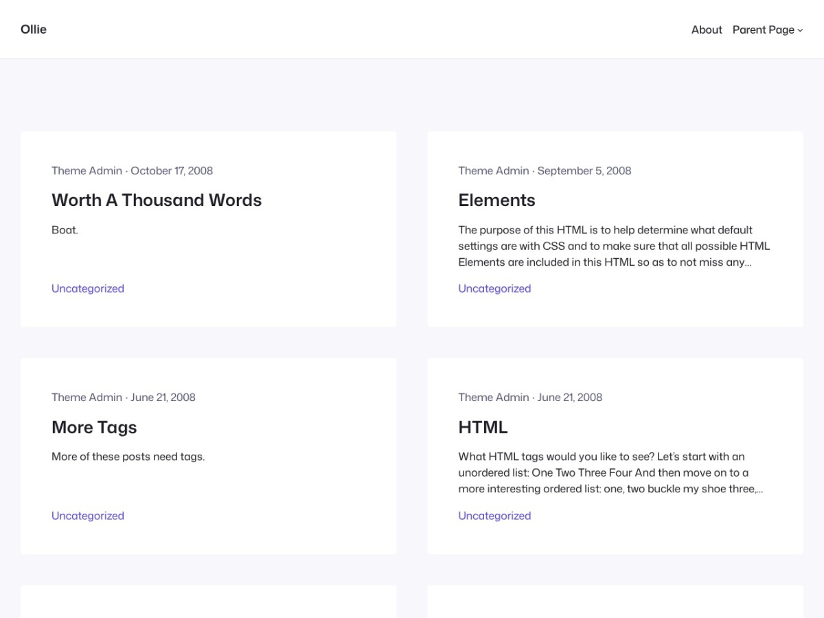 100 Best WordPress themes in 2026 - Free, Paid and Freemium - Ollie WordPress theme screenshot 2026